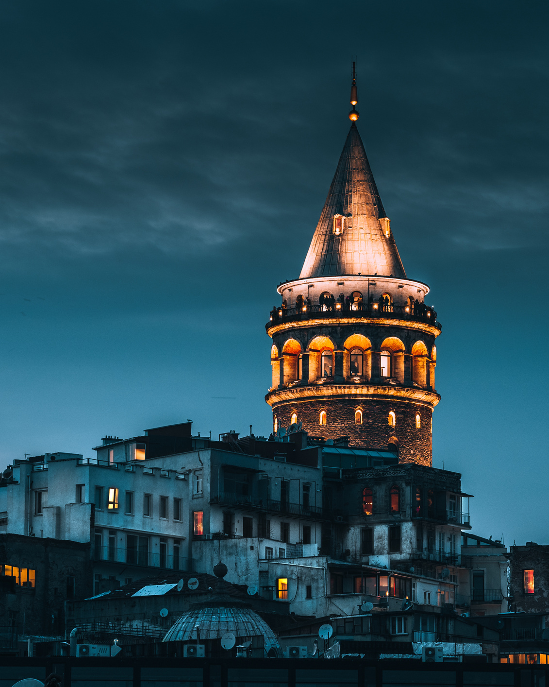 A View of the Galata Tower at Night 